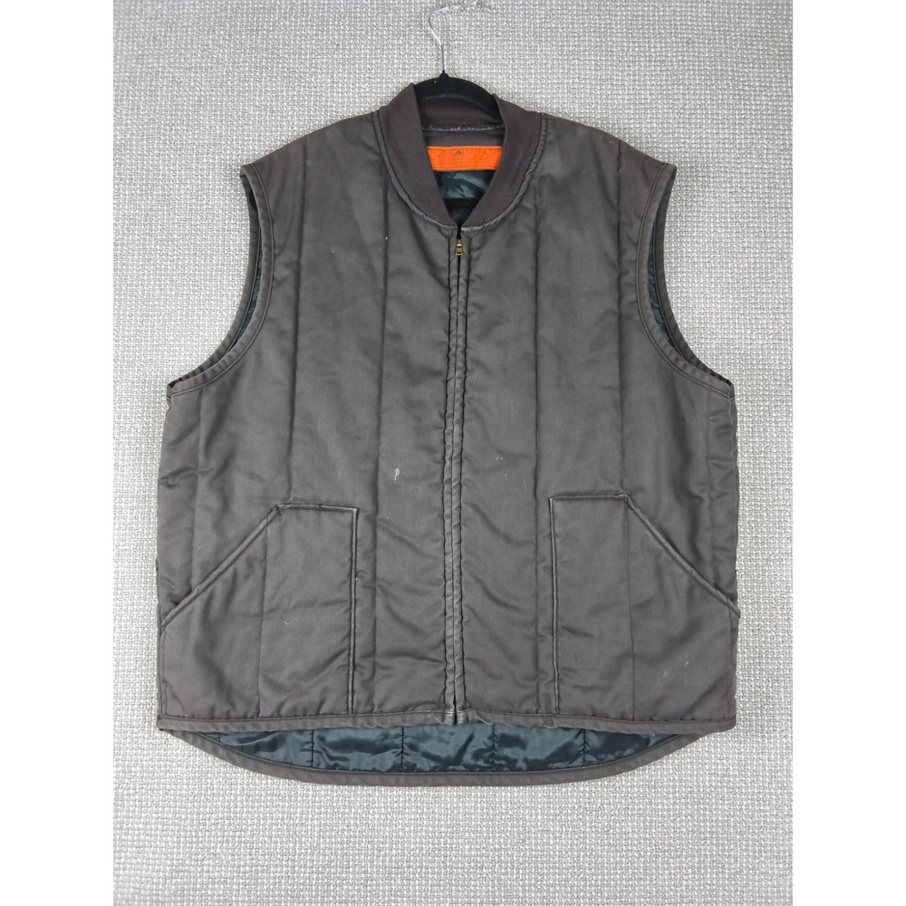 Red Kap Men's Quilted Workwear Vest Charcoal Brown Full Zip VT22
